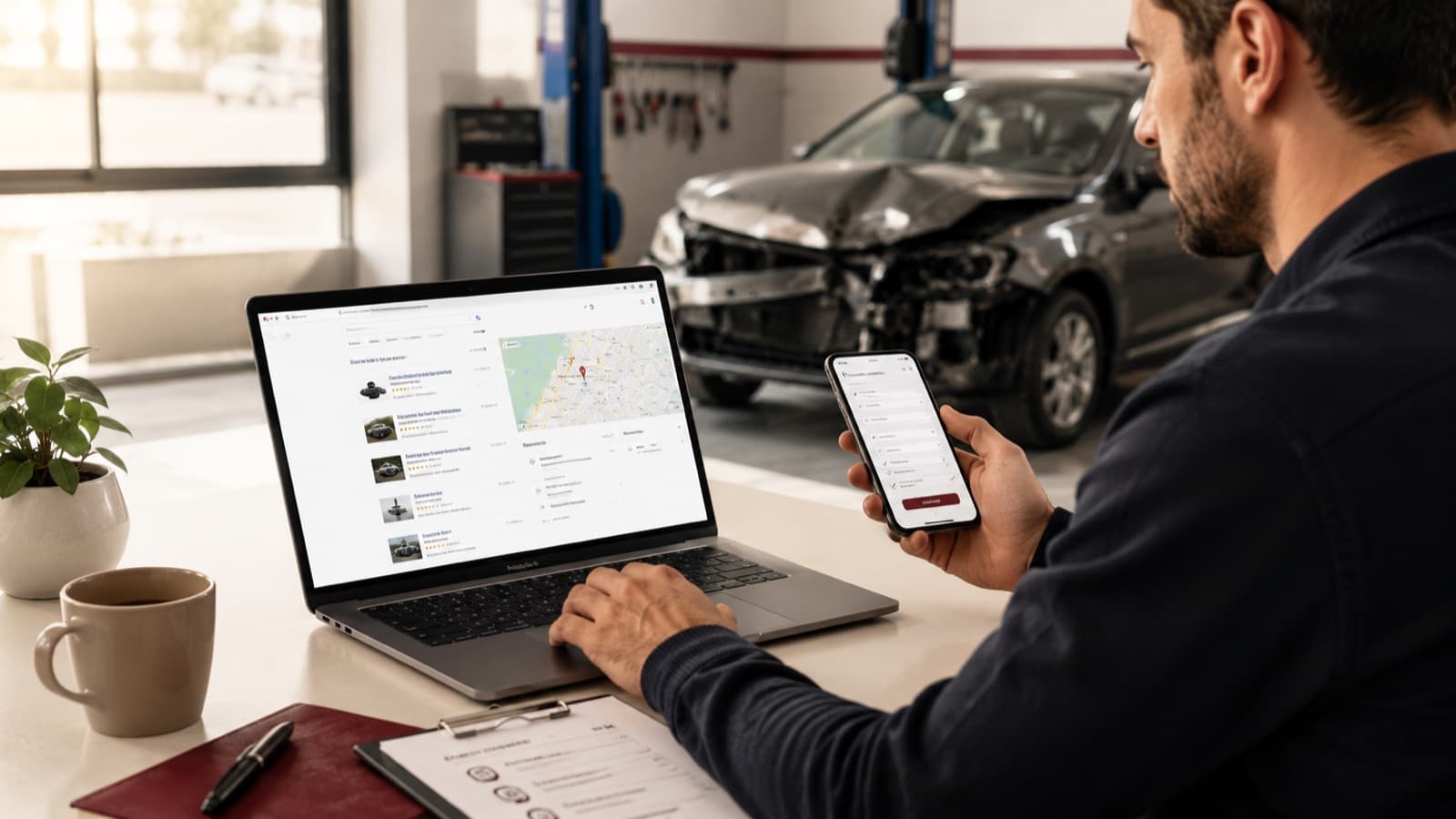 Kazalı araç alan yerlerin Google, harita sonuçları ve online teklif platformları üzerinden araştırılması