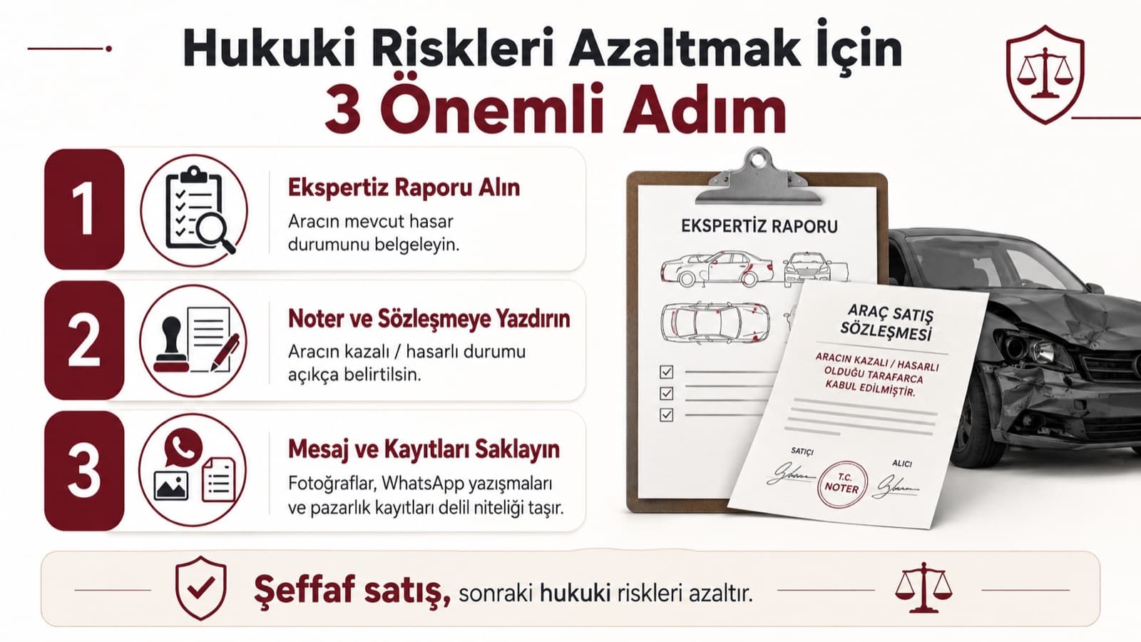 Hukuki riskleri azaltmak için üç önemli adım: ekspertiz raporu alın, noter ve sözleşmeye yazdırın, mesaj ve kayıtları saklayın