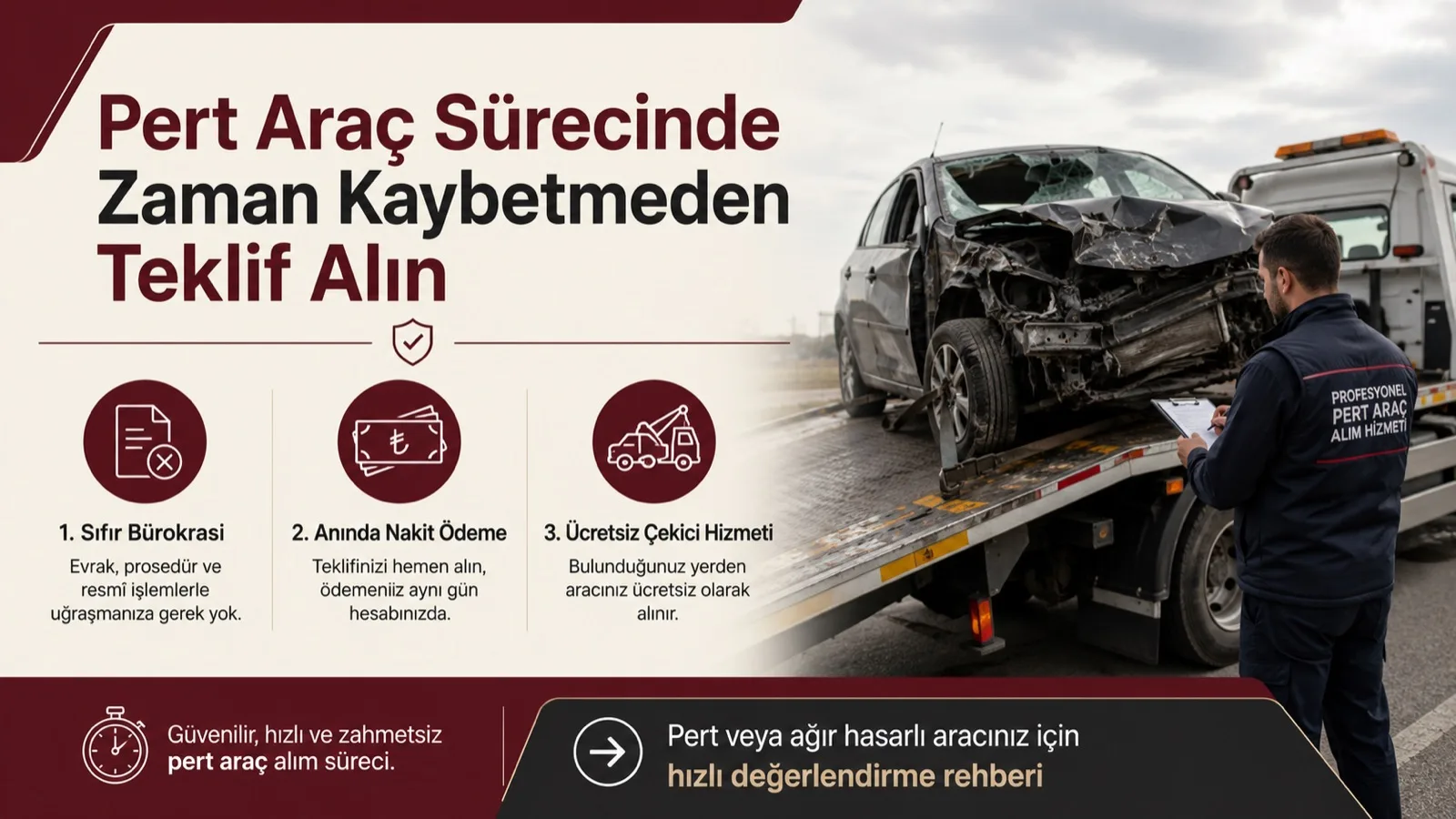 Pert kayıtlı aracın satış ve teklif sürecini gösteren infografik